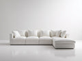 Curved sectional sofa with fabric upholstery and leather accents 220 x 180 x 85cm