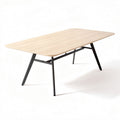 Solid wood dining table with natural finish and sturdy block legs 150 x 90 x 75cm