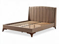 Fabric bed frame with wooden slatted base and contemporary design 200 x 160 x 30cm