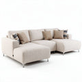 Fabric sectional sofa with adjustable chaise and decorative pillows 220 x 100 x 80cm