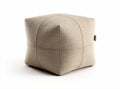 Fabric pouf stool for indoor use 40 x 40 x 40cm in beige color