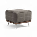 Fabric ottoman with wooden base in gray checkered design 60 x 60 x 40cm