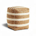 Braided jute pouf for living room or outdoor use 40 x 40 x 25cm
