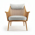 Wooden armchair with fabric cushion in light gray 85 x 85 x 90cm